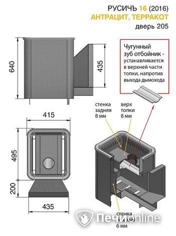 Дровяные печи-каменки Везувий Русичъ Антрацит 16 (205) 2016 в Витебске