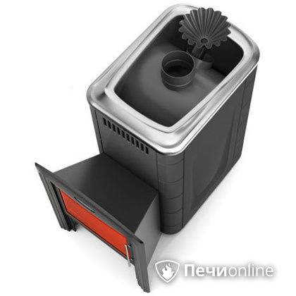 Дровяная банная печь TMF Ангара 2012 Carbon Витра с закрытой каменкой антрацит в Витебске