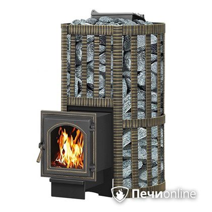 Дровяная банная печь Везувий Ураган Ковка 22 (270) с закрытой каменкой чугун в Витебске